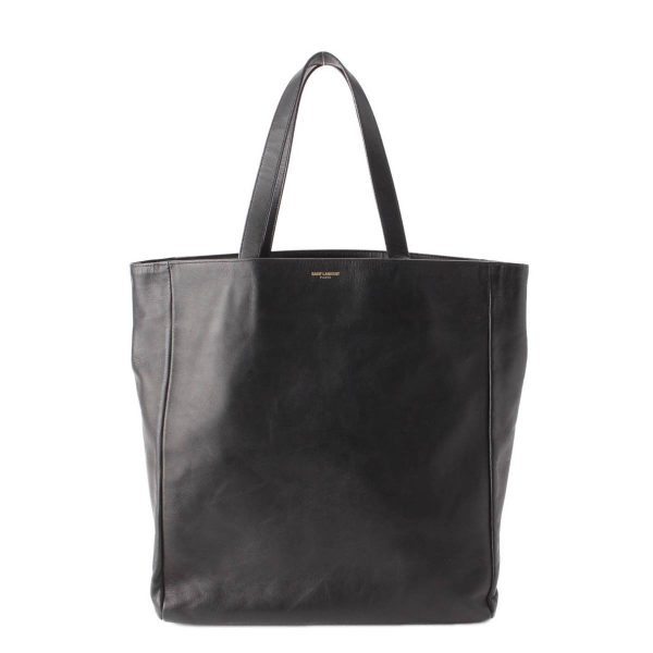 re sat to w 00022 SAINT LAURENT Cabas Leather Reversible Tote Bag Black