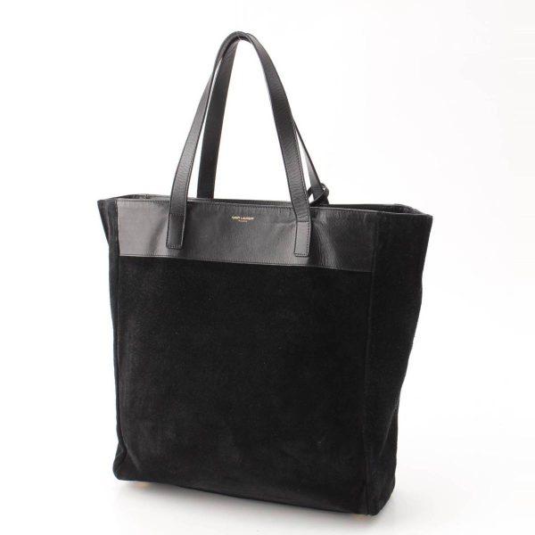 re sat to w 00022 4 SAINT LAURENT Cabas Leather Reversible Tote Bag Black