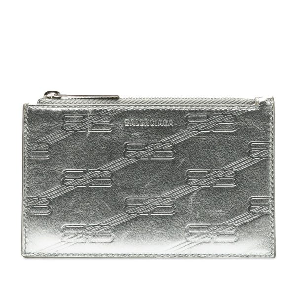 rfe5j8buog4sssrc 1 Balenciaga Logo Card Case Business Card Holder Silver Leather