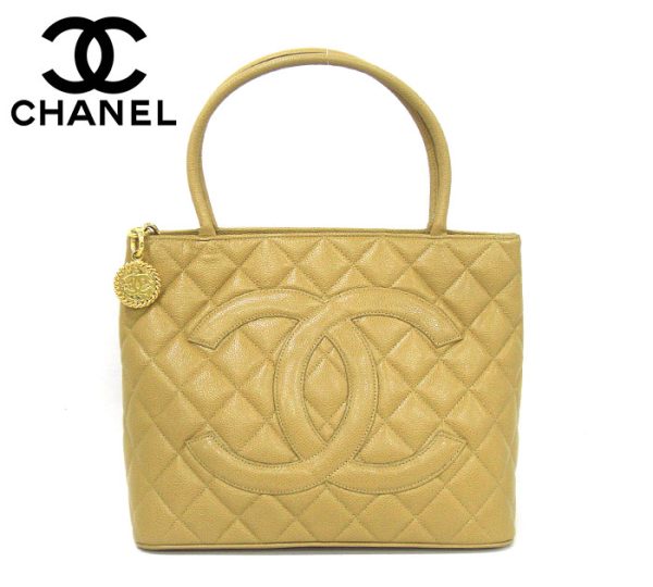 rm2876 01 Chanel Reproduction Tote Handbag Caviar Skin Beige