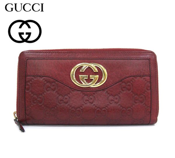 rm2931 01 Gucci Shima Line Sookie Interlocking Round Zip Long Wallet Bordeaux