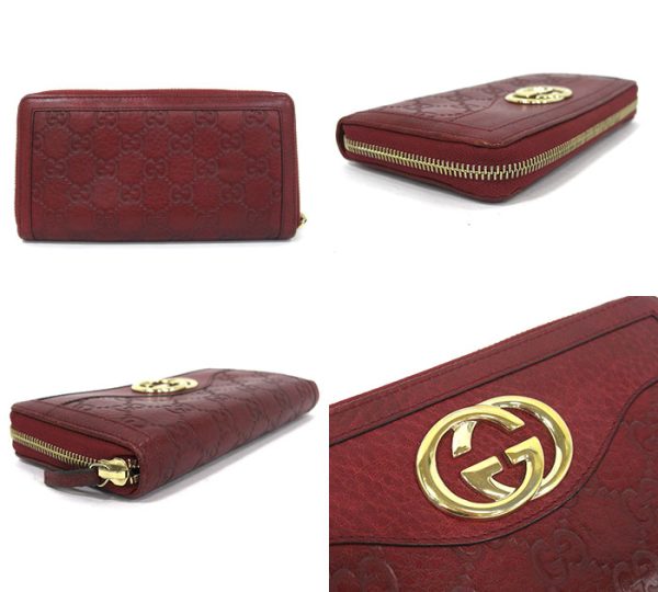 rm2931 02 Gucci Shima Line Sookie Interlocking Round Zip Long Wallet Bordeaux