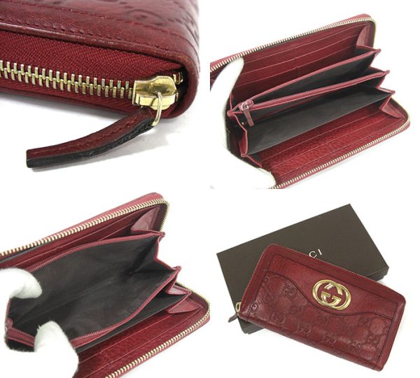 rm2931 03 Gucci Shima Line Sookie Interlocking Round Zip Long Wallet Bordeaux