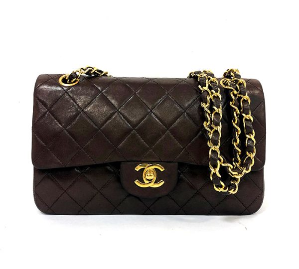 rm3110 01 Chanel Mini Matelasse Double Flap Chain Shoulder Bag Brown