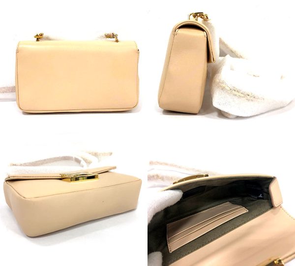 rm3111 02 Fendi Chain Shoulder Bag Soft Nappa Leather Beige