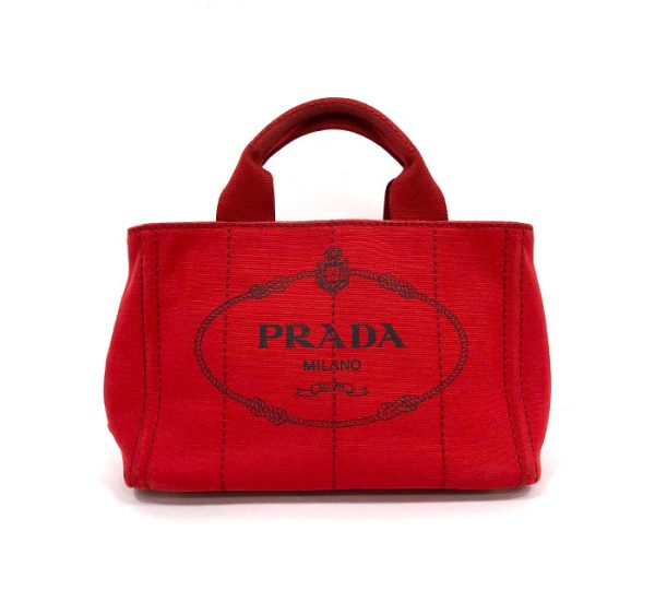 rm3284 01 Prada Canapa Tote Handbag Mini Red