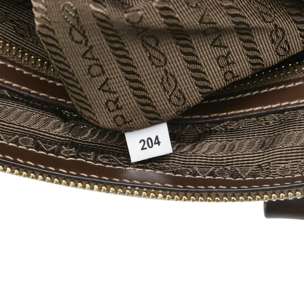 rzs9bpthptx03srq 8 Prada Logo Jacquard Shoulder Bag Khaki Brown Canvas Leather