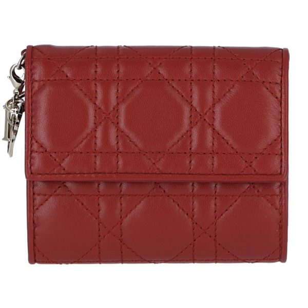 s0002onmj000147r 1 Christian Dior Lady Dior Bifold Mini Lambskin Wallet Bag Red