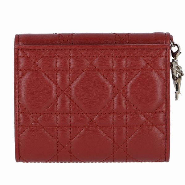 s0002onmj000147r 2 Christian Dior Lady Dior Bifold Mini Lambskin Wallet Bag Red