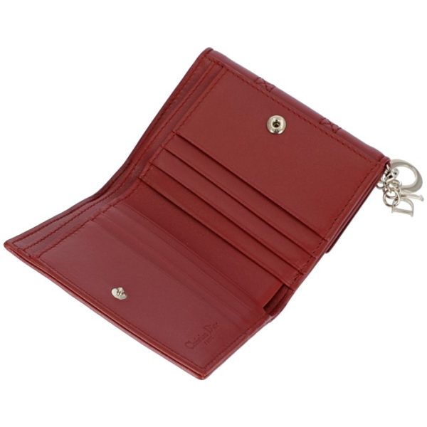 s0002onmj000147r 4 Christian Dior Lady Dior Bifold Mini Lambskin Wallet Bag Red