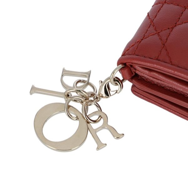 s0002onmj000147r 6 Christian Dior Lady Dior Bifold Mini Lambskin Wallet Bag Red