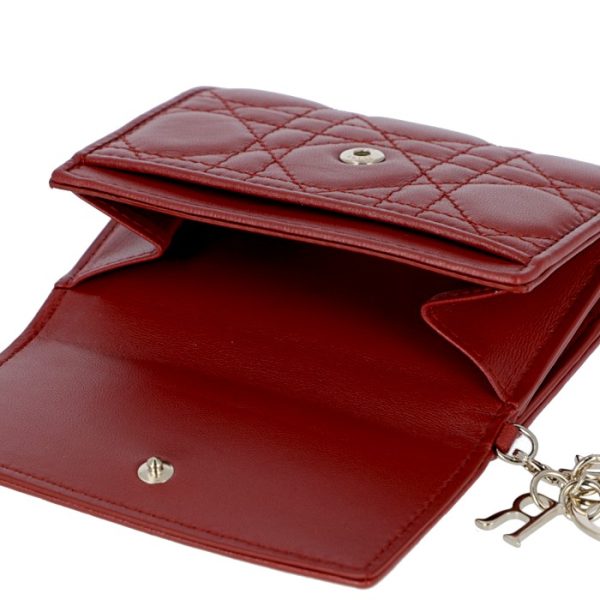 s0002onmj000147r 7 Christian Dior Lady Dior Bifold Mini Lambskin Wallet Bag Red