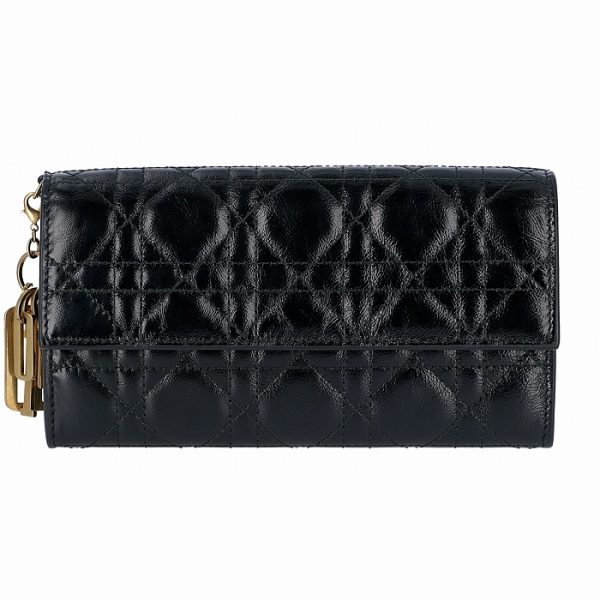 s0004cvyj0007900 1 Christian Dior Lady Dior Bifold Long Calfskin Wallet Bag Black