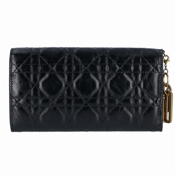 s0004cvyj0007900 2 Christian Dior Lady Dior Bifold Long Calfskin Wallet Bag Black