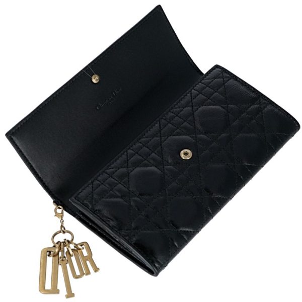 s0004cvyj0007900 4 Christian Dior Lady Dior Bifold Long Calfskin Wallet Bag Black