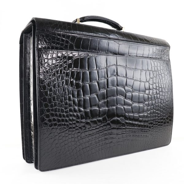 s111023794 3 LOUIS VUITTON Pilot Case Business Bag Ural Crocodile Black AS1010 Snap Lock Pilot case