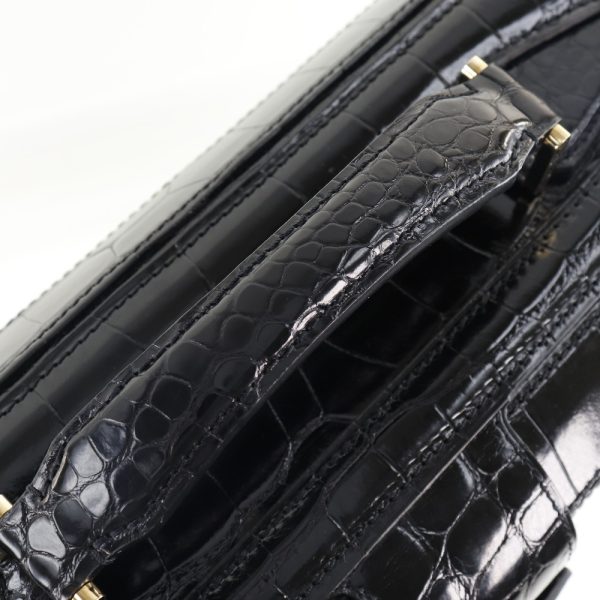 s111023794 6 LOUIS VUITTON Pilot Case Business Bag Ural Crocodile Black AS1010 Snap Lock Pilot case