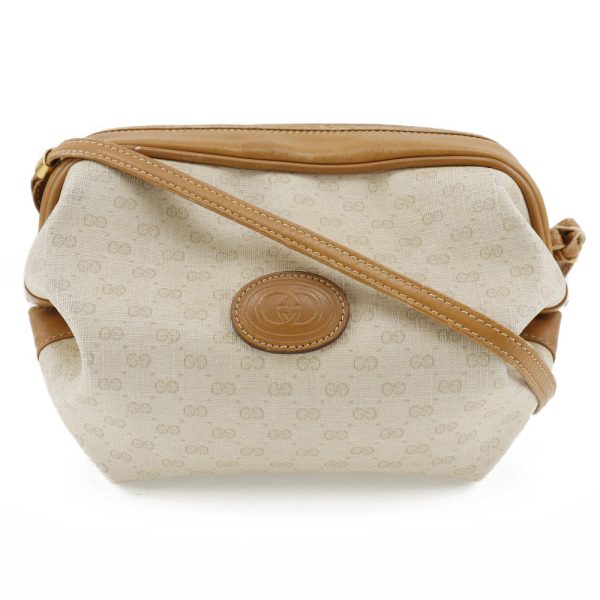 s200323539 1 GUCCI Shoulder Bag Coated Canvas Beige Crossbody Zipper