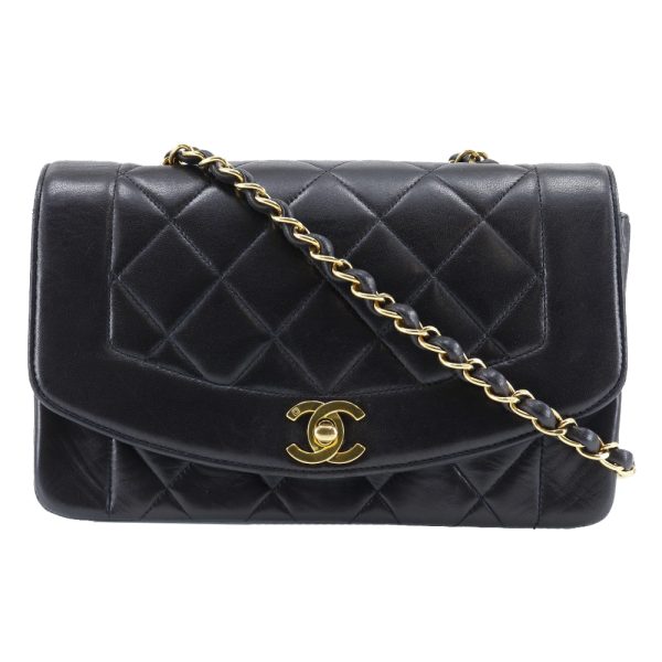 s200423556 1 CHANEL Diana Flap 22 Crossbody Shoulder Bag Chain Shoulder Matelasse A01164 Lambskin Black