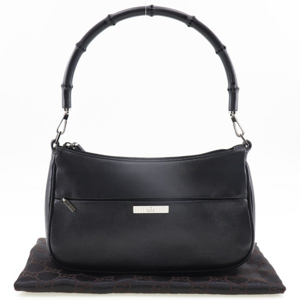 s200523560 11 GUCCI Bamboo Shoulder Bag Calf Black Shoulder Bag