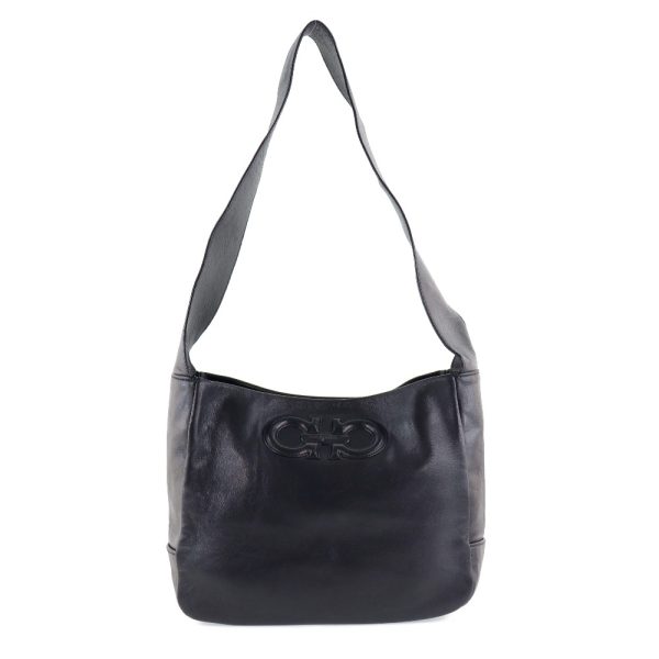 s211122339 1 Salvatore Ferragamo One Shoulder Bag Gancini Leather Black