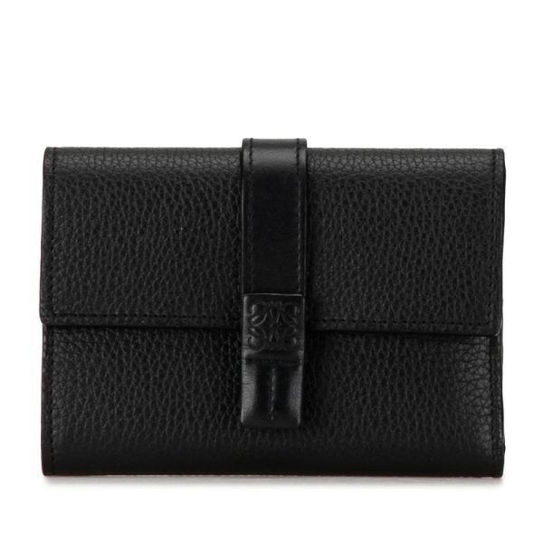 s8avf61u44u9h21a 1 LOEWE Anagram Bifold Wallet Compact Wallet Black Leather