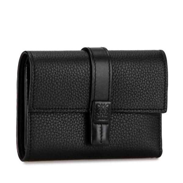 s8avf61u44u9h21a 2 LOEWE Anagram Bifold Wallet Compact Wallet Black Leather