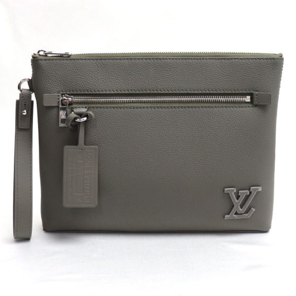 sb24 0216 40 217 LOUIS VUITTON Takeoff Pouch Clutch Bag Aerogram Khaki