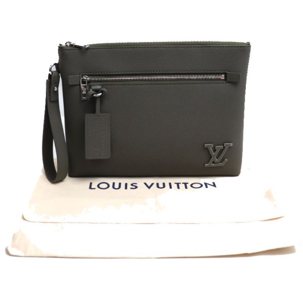 sb24 0216 40 223 LOUIS VUITTON Takeoff Pouch Clutch Bag Aerogram Khaki