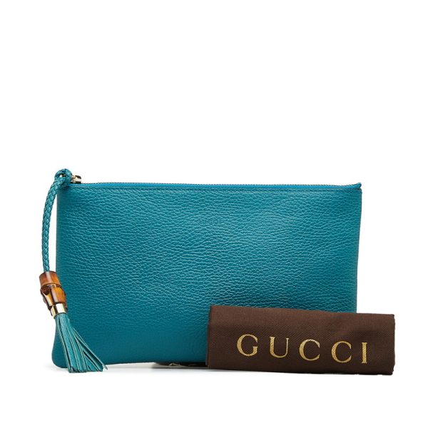 sh8pfat2yxbmaeda 10 Gucci Bamboo Tassel Clutch Shoulder Bag Turquoise Blue