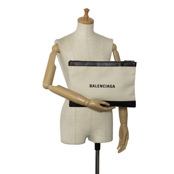 sku4wyac7tbq75ow 10 Balenciaga Clutch Bag Beige Black Canvas Leather