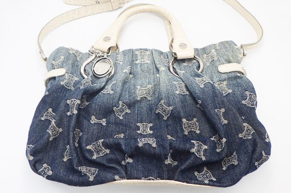 ssd7004 2 Celine Macadam Denim Handbag Blue