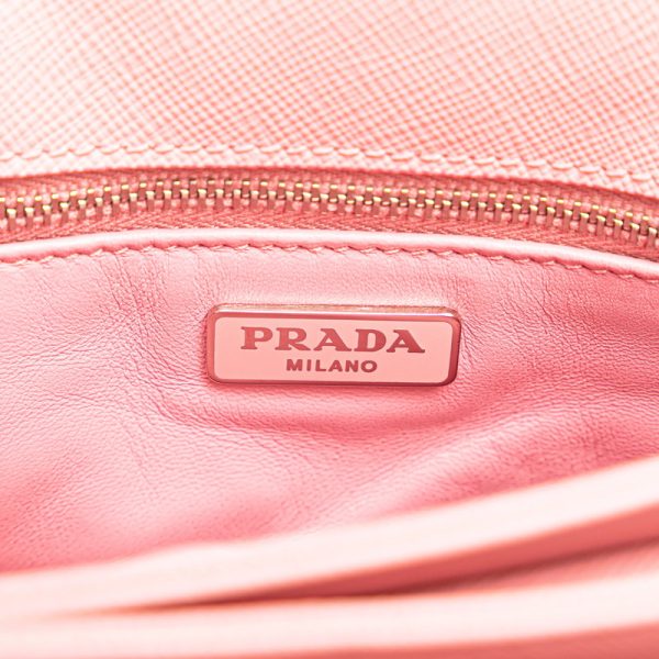 ssx8k4alwn9c5kkp 6 Prada Logo Saffiano Chain Shoulder Bag 1BD009 Pink Leather