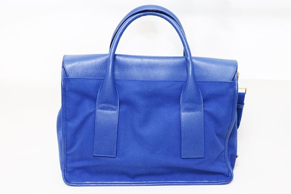 t004 2 Prada Canvas Leather 2Way Handbag Blue