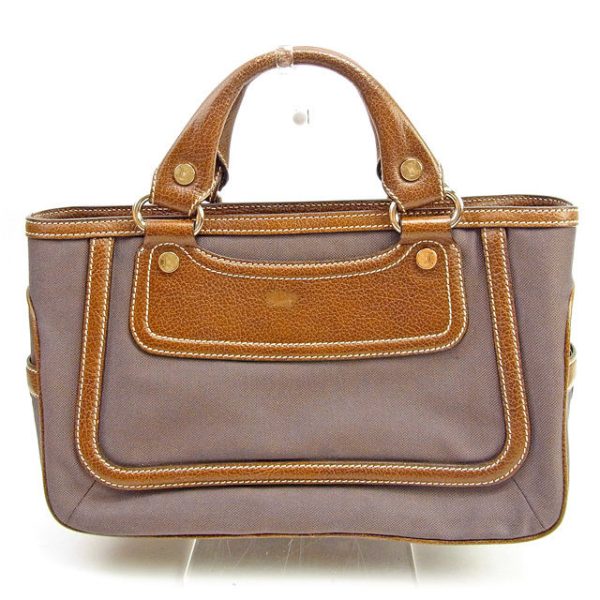 t1188 Celine Boogie Handbag Brown Canvas Leather