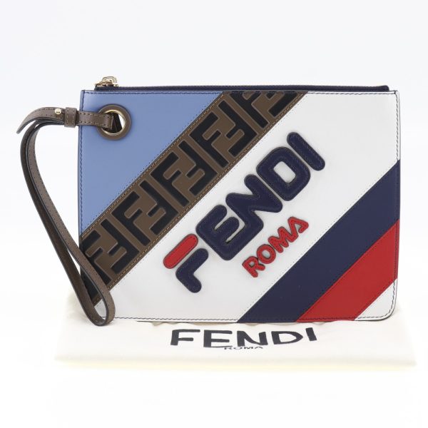 t132124678 9 FENDI Mania Clutch Bag FILA Collaboration Leather