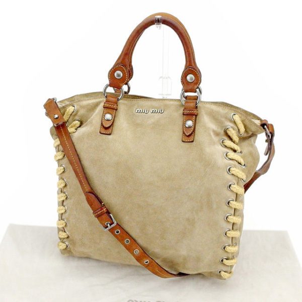 t2071 Miu Miu 2WAY Shoulder Bag t2071 Back Handbag Beige Leather Bag