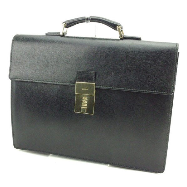 t2692 Gucci Business Bag Briefcase Black Gold