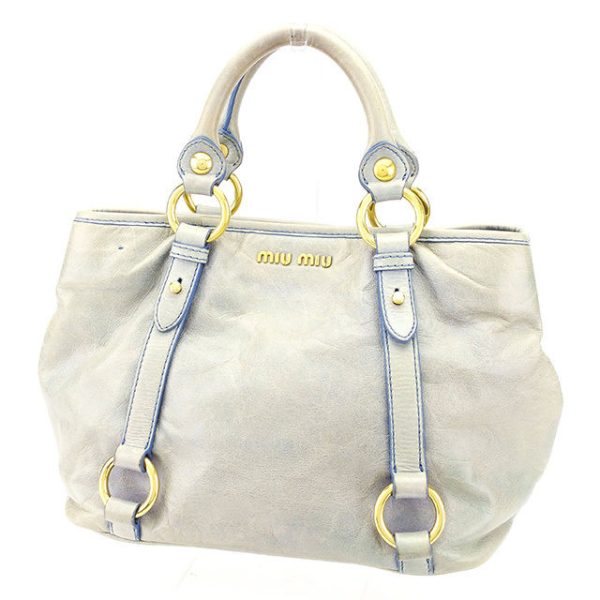 t2720 Miu Miu Handbag Light Blue Gold Leather