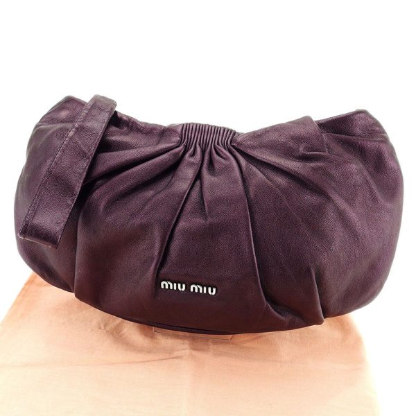 t3131 Miu Miu Clutch Bag Pouch Brown Leather