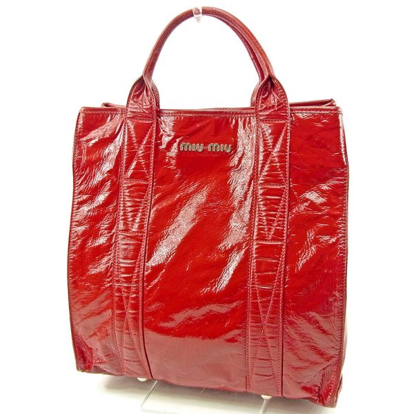 t3714 Miu Miu Tote Bag Red Patent Leather