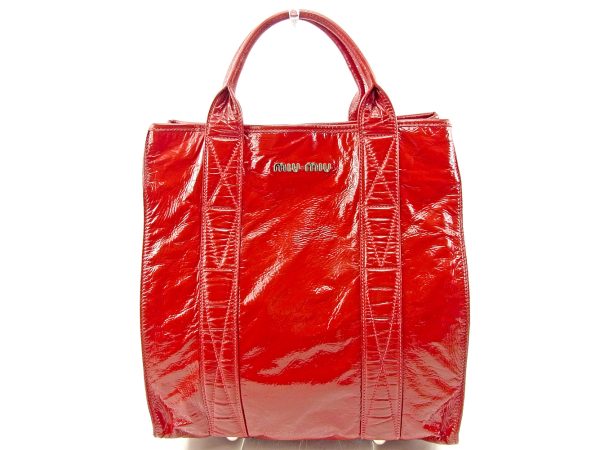 t3714 1 Miu Miu Tote Bag Red Patent Leather