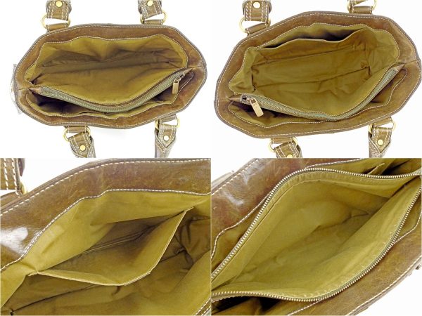 t4490 5 Celine Boogie Tote Handbag Khaki Gold Leather