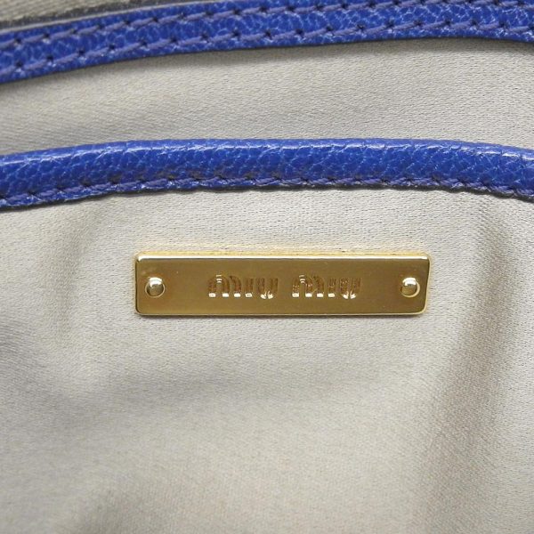 tk31b040601 10 Miu Miu Madras Hand Shoulder Bag Leather Blue