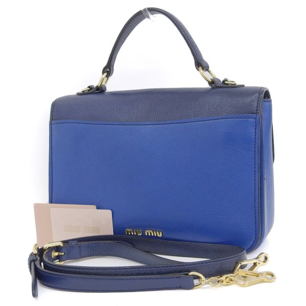 tk31b040601 2 Miu Miu Madras Hand Shoulder Bag Leather Blue