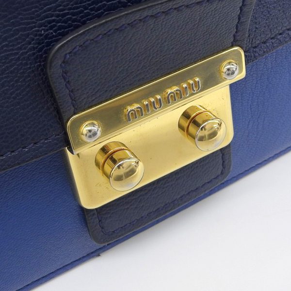 tk31b040601 5 Miu Miu Madras Hand Shoulder Bag Leather Blue