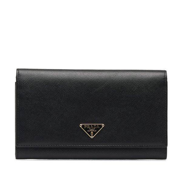 tofvo04nl8v0tgko 1 Prada Saffiano Long Wallet Black Leather