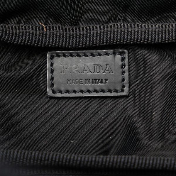 tu36gkveajb35ooa 6 Prada Triangle Logo Plate Pouch 1N0726 Black Nylon Leather