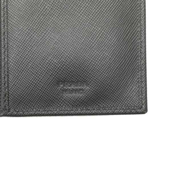 tzhlwp13nvzu7ywt 7 Prada Saffiano Logo Bifold Long Wallet Gray Leather