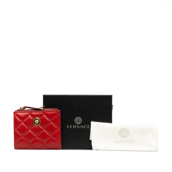 ughro7rgna88nlzz 10 Versace Medusa Bifold Wallet Compact Wallet Red Gold Leather